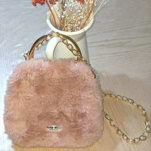 Miu Miu Blush Pink Faux Fur Pouch